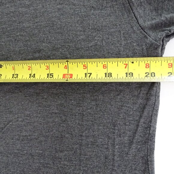 Hippie Chic Gray V-Neck Distressed Ribbed T-Shirt Top Women Size L Short Sleeve - Picture 7 of 9